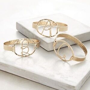 NWT Anthropologie Gold Monogram Script Cuff Bracelet T H
